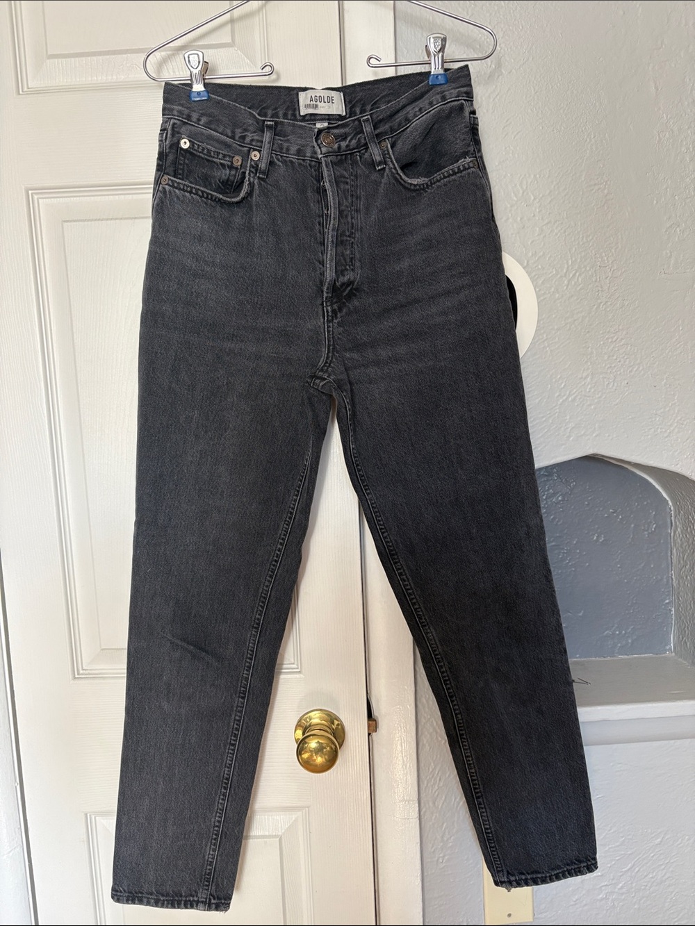 Agolde Slim Straight Jeans in Washed Black